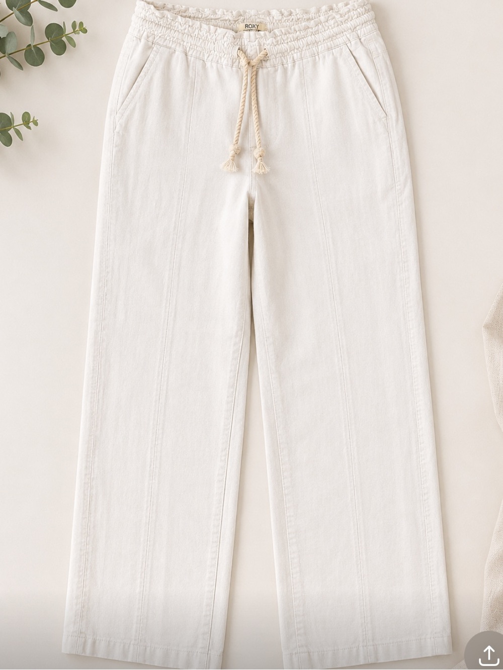Roxy White Drawstring Pants – Size XS